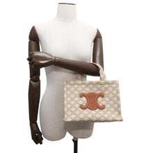 Load image into Gallery viewer, CELINE Small Cabas Thais Handbag Triomphe White 199162 Canvas Leather Size Small
