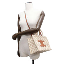 Load image into Gallery viewer, CELINE Small Cabas Thais Handbag Triomphe White 199162 Canvas Leather Size Small
