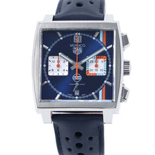 将图像加载到图库查看器中，TAG HEUER Monaco Chronograph Gulf W39mm Stainless Steel Leather Navy Dial CBL2115.FC6494
