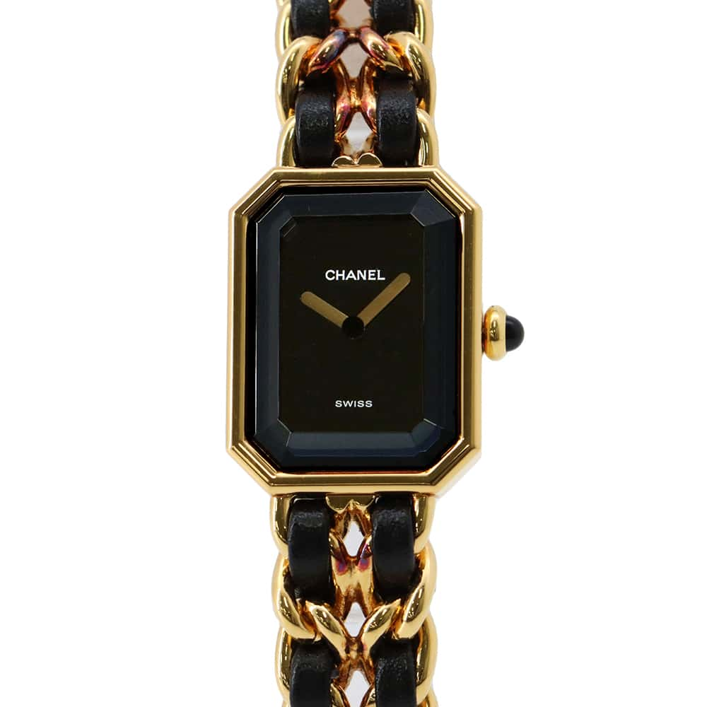 CHANEL Premiere W20mm×H26ｍｍ Gold Plated Leather Black Dial H0001