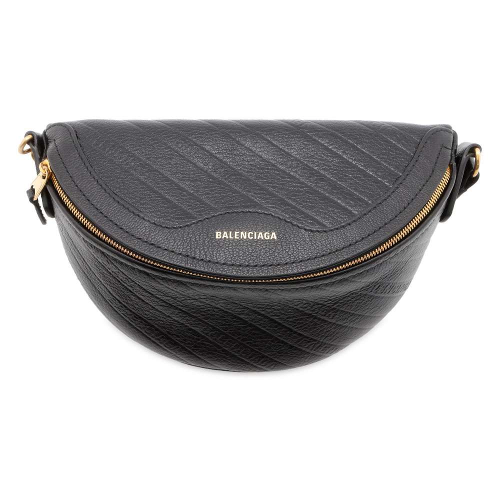 BALENCIAGA Logo Crossbody Bag Black 565510 Leather