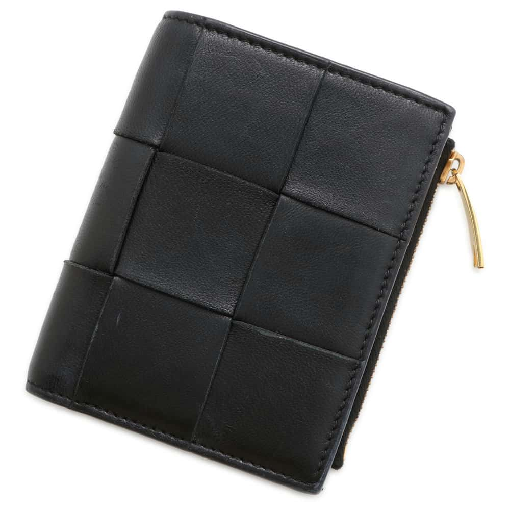 Bottega Veneta Maxi INTRECCIATO Bifold Wallet Black 706010 Leather