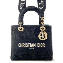 Load image into Gallery viewer, Dior Lady D-LITE 2WAY Handbag Black/WhiteM0565OSEL_M911 Canvas Size Medium
