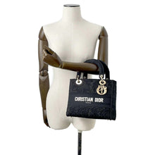 Load image into Gallery viewer, Dior Lady D-LITE 2WAY Handbag Black/WhiteM0565OSEL_M911 Canvas Size Medium
