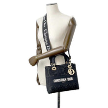 Load image into Gallery viewer, Dior Lady D-LITE 2WAY Handbag Black/WhiteM0565OSEL_M911 Canvas Size Medium
