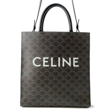 Load image into Gallery viewer, CELINE Triomphe Vertical Cabas Tote Black/Brown PVC Coated Canvas Leather Size Medium
