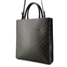 Load image into Gallery viewer, CELINE Triomphe Vertical Cabas Tote Black/Brown PVC Coated Canvas Leather Size Medium
