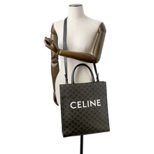 Load image into Gallery viewer, CELINE Triomphe Vertical Cabas Tote Black/Brown PVC Coated Canvas Leather Size Medium
