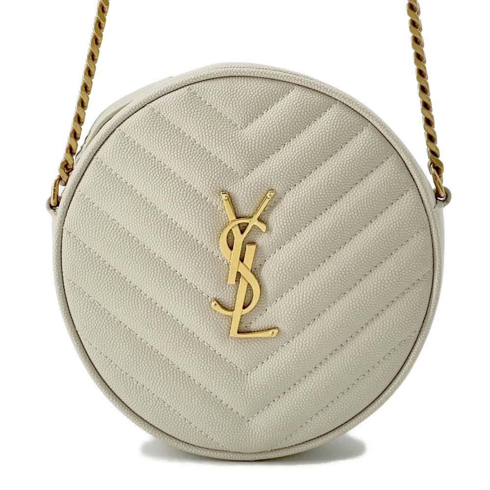 SAINT LAURENT PARIS Vinil ChainShoulder Bag Ivory610436 Leather