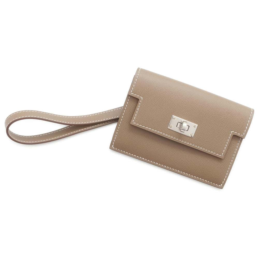 HERMES kelly pocket Etoupe Veau Madame