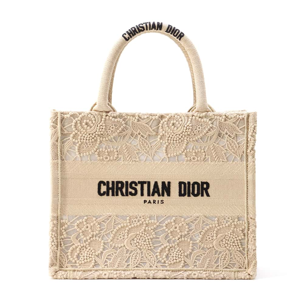 Dior Book Tote Lace Beige/Black M1265ZSEL Canvas Size Small