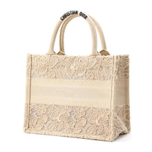 将图像加载到图库查看器中，Dior Book Tote Lace Beige/Black M1265ZSEL Canvas Size Small
