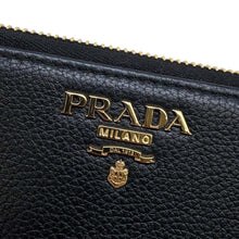 将图像加载到图库查看器中，PRADA Zip Around Chozai Cloth Black 1ML506 Leather
