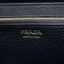 将图像加载到图库查看器中，PRADA Zip Around Chozai Cloth Black 1ML506 Leather
