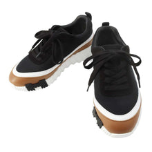 将图像加载到图库查看器中，HERMES Bounce Sneakers Black/Gold/White Knit Calf Leather Chèvre Velour Size 36
