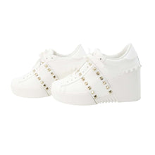 Load image into Gallery viewer, Valentino Garavani Open Disco Rock Studded Wedge Sneakers White 5W2S0HP0BHS_0BO Leather Size 36
