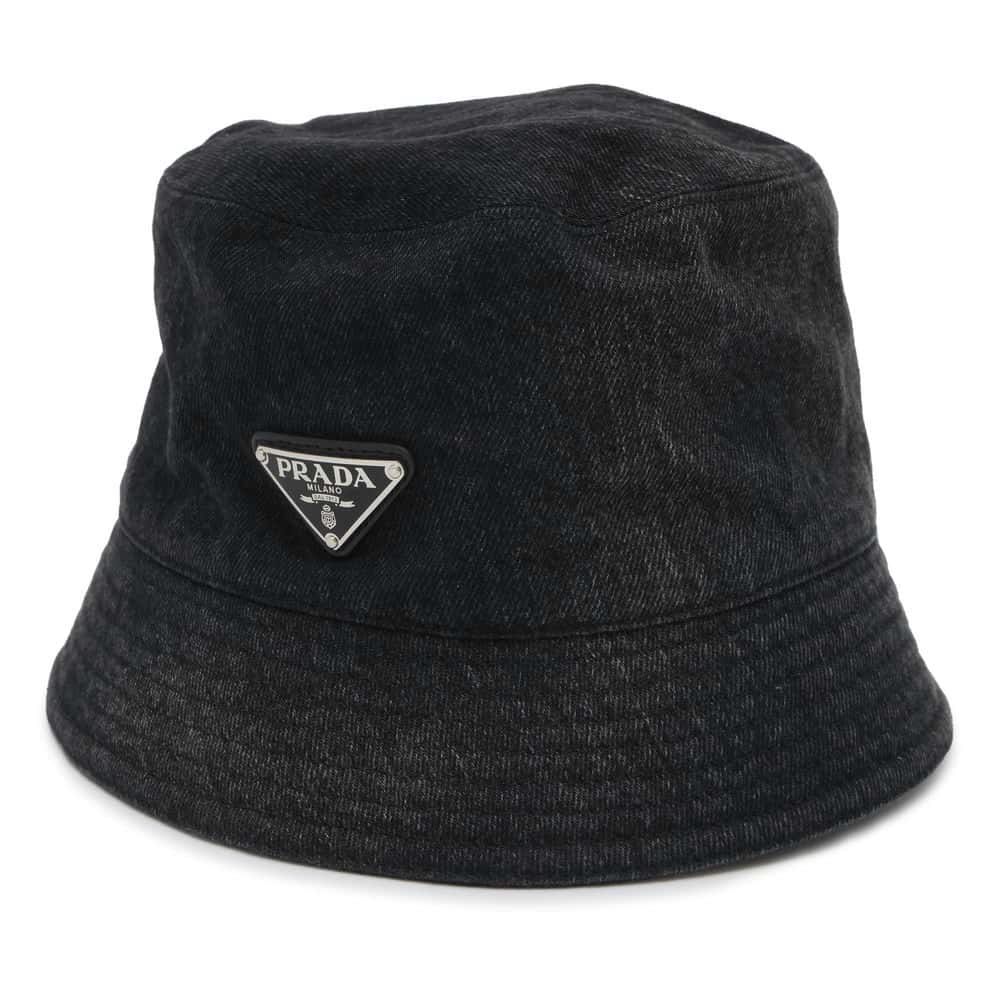 PRADA Triangle plate bucket hat Size M Black 2HC137 Cotton100%