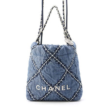 将图像加载到图库查看器中，CHANEL CHANEL22 Stitch Handbag BlueAS3980 Denim Size Mini
