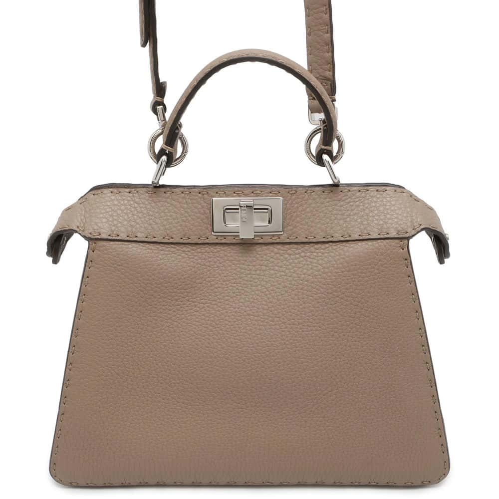 FENDI Peekaboo Icy You Gray 8BN327 Calf Leather Size Small