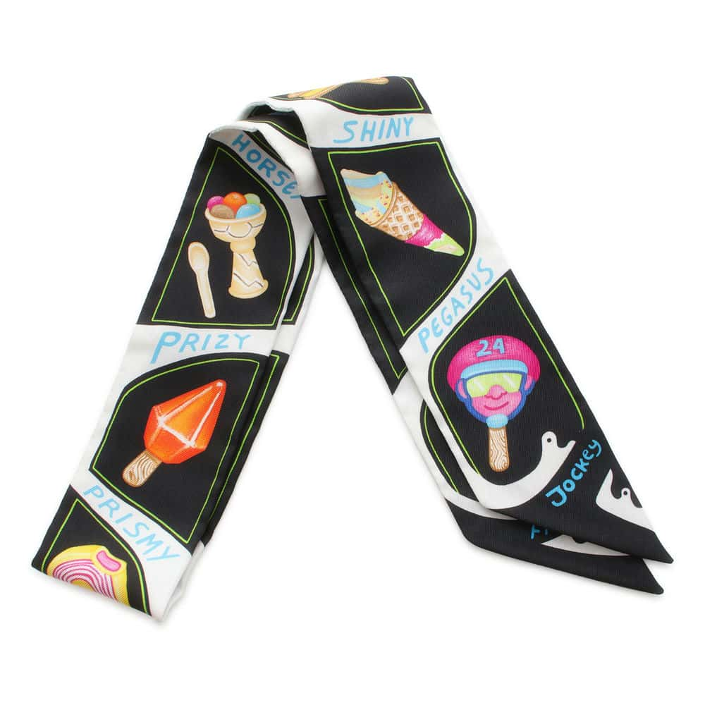 HERMES Twilly Funny Ice Cream Black/White/Multicolor Silk100%