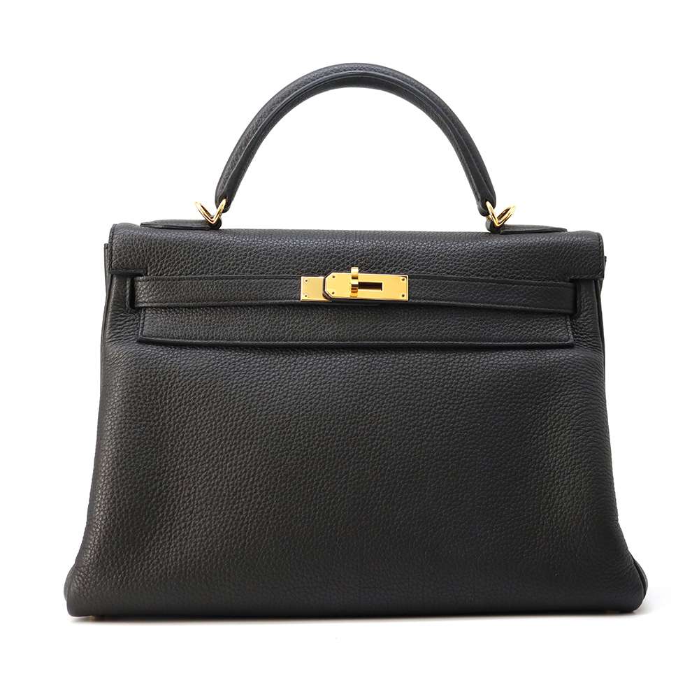 HERMES Kelly Retourne Black Togo Leather Size 32