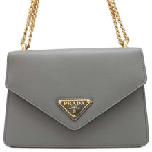 Load image into Gallery viewer, PRADA ChainShoulder Bag Gray 1BD200 Saffiano LeatherLeather
