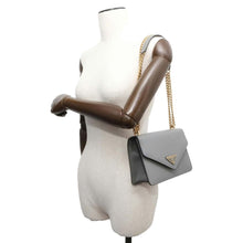 Load image into Gallery viewer, PRADA ChainShoulder Bag Gray 1BD200 Saffiano LeatherLeather
