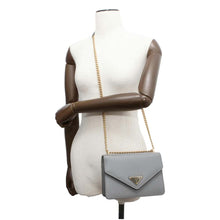 Load image into Gallery viewer, PRADA ChainShoulder Bag Gray 1BD200 Saffiano LeatherLeather
