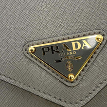 Load image into Gallery viewer, PRADA ChainShoulder Bag Gray 1BD200 Saffiano LeatherLeather
