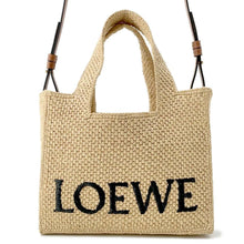 Load image into Gallery viewer, LOEWE Font 2way Tote Bag Natural A685B59X03 Raffia Size Small
