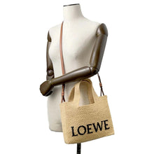 Load image into Gallery viewer, LOEWE Font 2way Tote Bag Natural A685B59X03 Raffia Size Small
