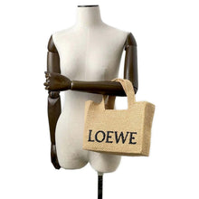 Load image into Gallery viewer, LOEWE Font 2way Tote Bag Natural A685B59X03 Raffia Size Small
