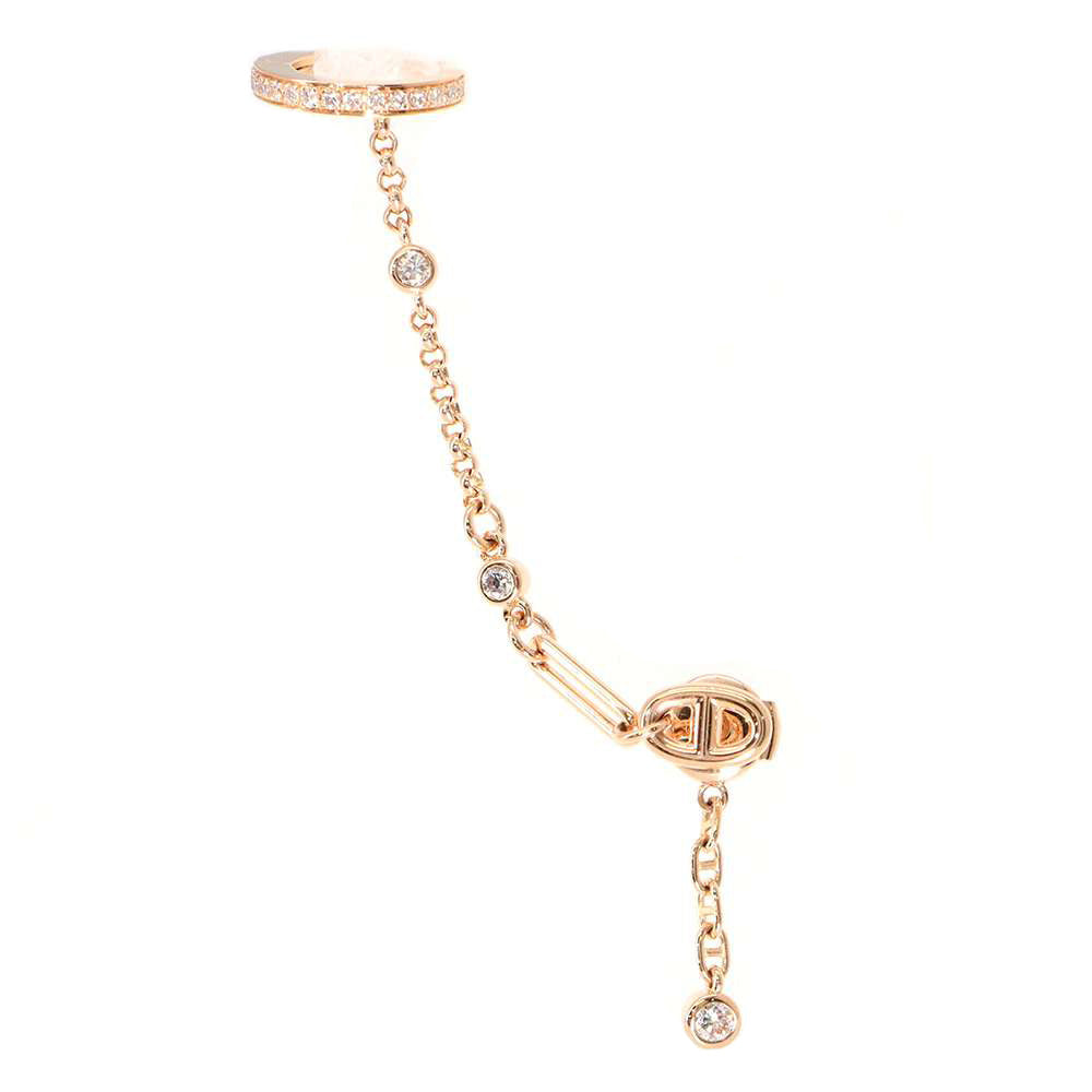 HERMES Chaine d'Ancre Chaos Diamond Earrings 18K Pink Gold