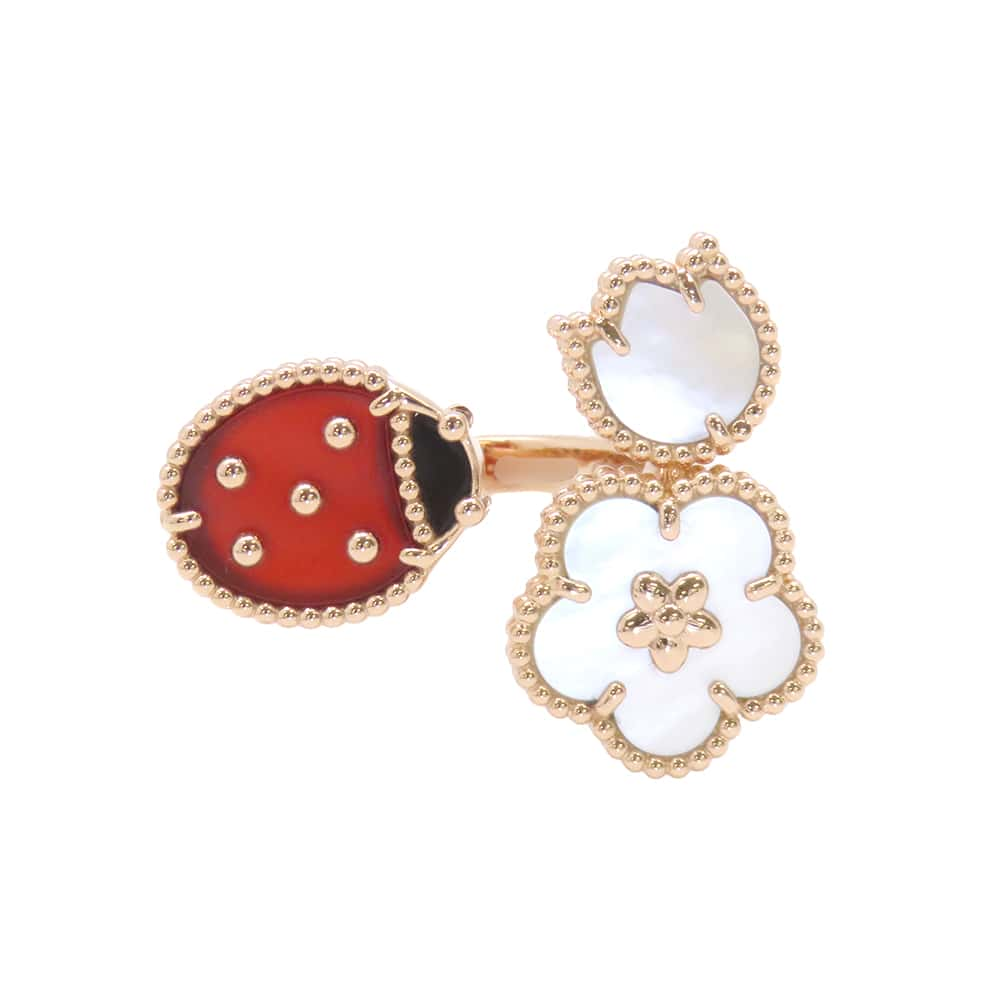 Van Cleef & Arpels Lucky Spring Entree Les Doors Ring Size 51/#11 VCARP9X351/VCARP9X300 18K Pink Gold