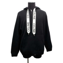 将图像加载到图库查看器中，CELINE Knit zip hoodie Size XS Black/White 2A77O42P Wool 70% Cashmere30%
