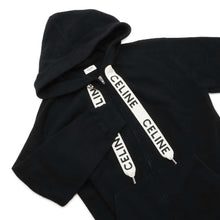 Load image into Gallery viewer, CELINE Knit zip hoodie Size XS Black/White 2A77O42P Wool 70% Cashmere30%
