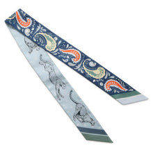 将图像加载到图库查看器中，HERMES Twilly 《Cheetah Bandana》 Marine Clair/Blue・Ciel / Green H064179S 04 Silk100%
