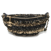 Load image into Gallery viewer, CHANEL Cruise Line Matelasse ChainShoulder Bag Black/Gold Sequins Leather
