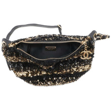 Load image into Gallery viewer, CHANEL Cruise Line Matelasse ChainShoulder Bag Black/Gold Sequins Leather
