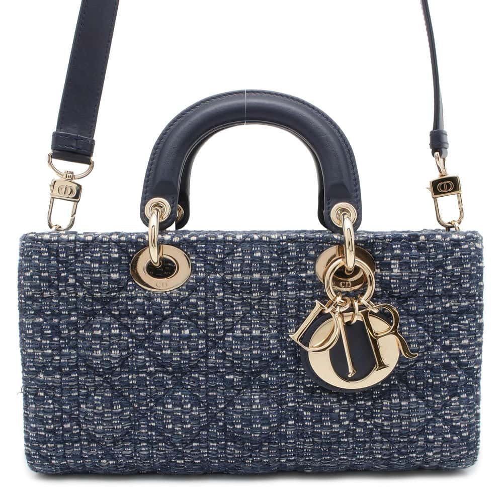 Dior LADY D-JOY Bag Navy M0540OTKJ_M928 Tweed Size Medium