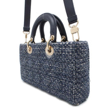 将图像加载到图库查看器中，Dior LADY D-JOY Bag Navy M0540OTKJ_M928 Tweed Size Medium
