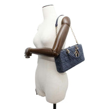 将图像加载到图库查看器中，Dior LADY D-JOY Bag Navy M0540OTKJ_M928 Tweed Size Medium
