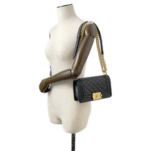 Load image into Gallery viewer, CHANEL Boy Chanel ChainShoulder Black A67085 Caviar Leather Size Small
