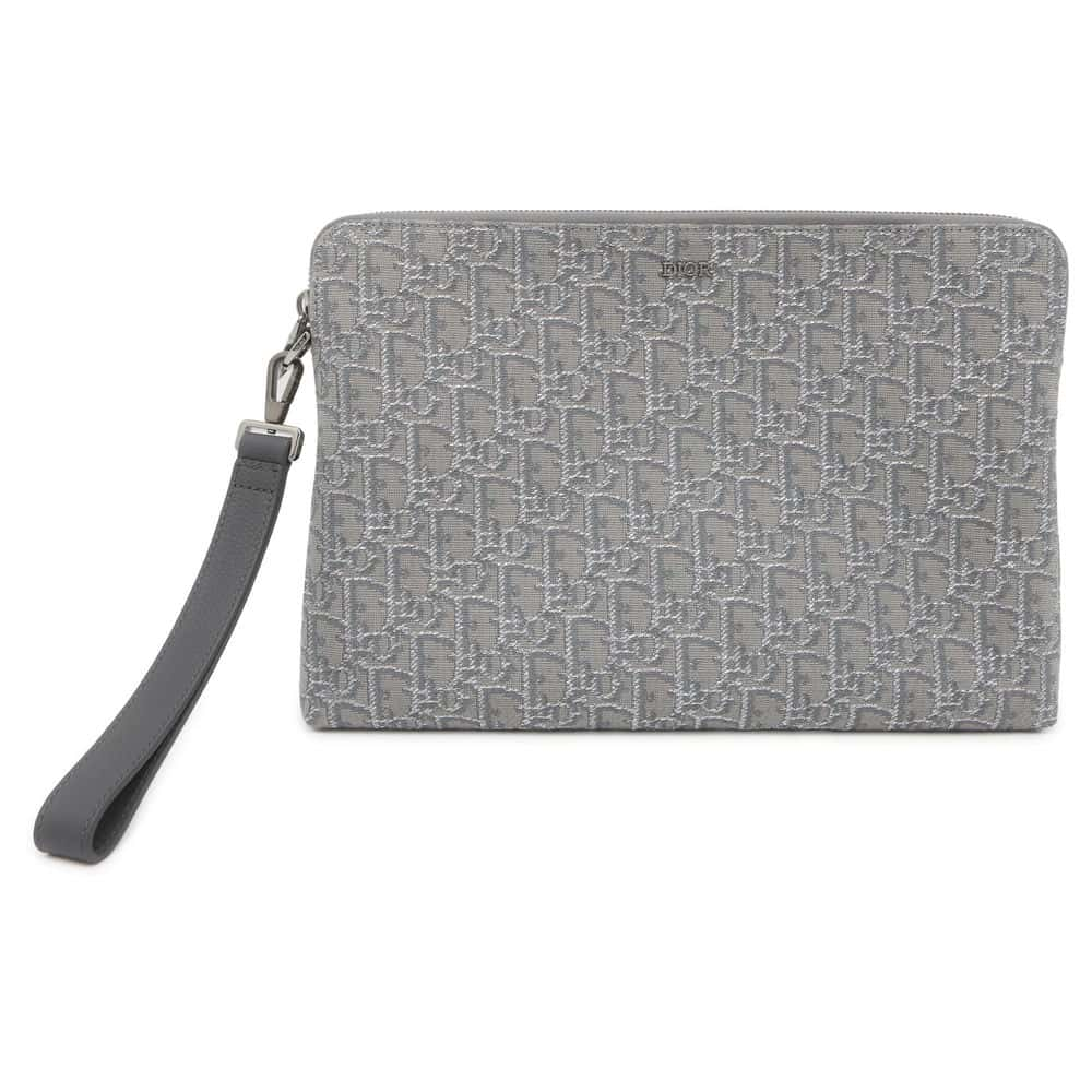 Dior Oblique Clutch Bag Gray/Silver 2OBCA251YSE Jacquard Leather