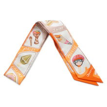 将图像加载到图库查看器中，HERMES Twilly Funny Ice Cream Orange/Cream/Beige Silk100%
