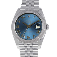 将图像加载到图库查看器中，ROLEX Datejust 41 W41mm Stainless Steel K18WG Azzurro Blue Dial 126334
