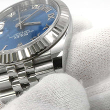 将图像加载到图库查看器中，ROLEX Datejust 41 W41mm Stainless Steel K18WG Azzurro Blue Dial 126334
