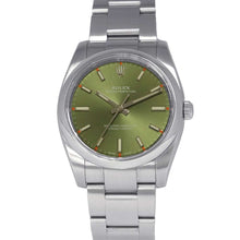 将图像加载到图库查看器中，ROLEX Oyster Perpetual W34mm Stainless Steel Olive Green  Dial 114200
