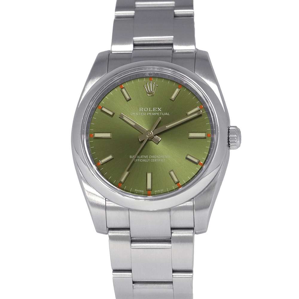 ROLEX Oyster Perpetual W34mm Stainless Steel Olive Green  Dial 114200