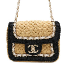 Load image into Gallery viewer, CHANEL 2024 Cruise Collection Mini Flap Bag Black/White/Beige AS4556 Blade Raffia Lambskin Size Mini
